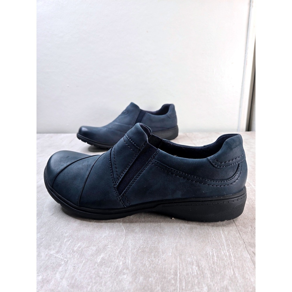 Clarks Loafers 12 Navy Nubuck Leather Slip On Minimalist Comfort Walking Shoes